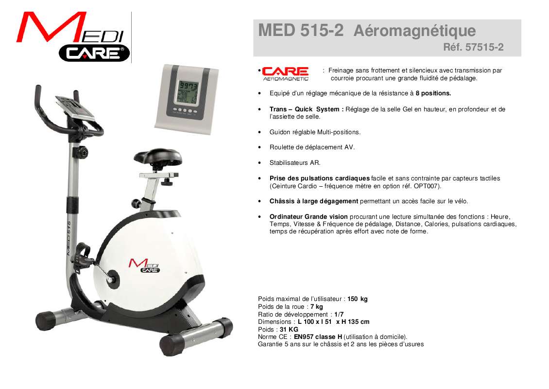 Notice CARE FITNESS MED 5152 Trouver une solution à un problème CARE